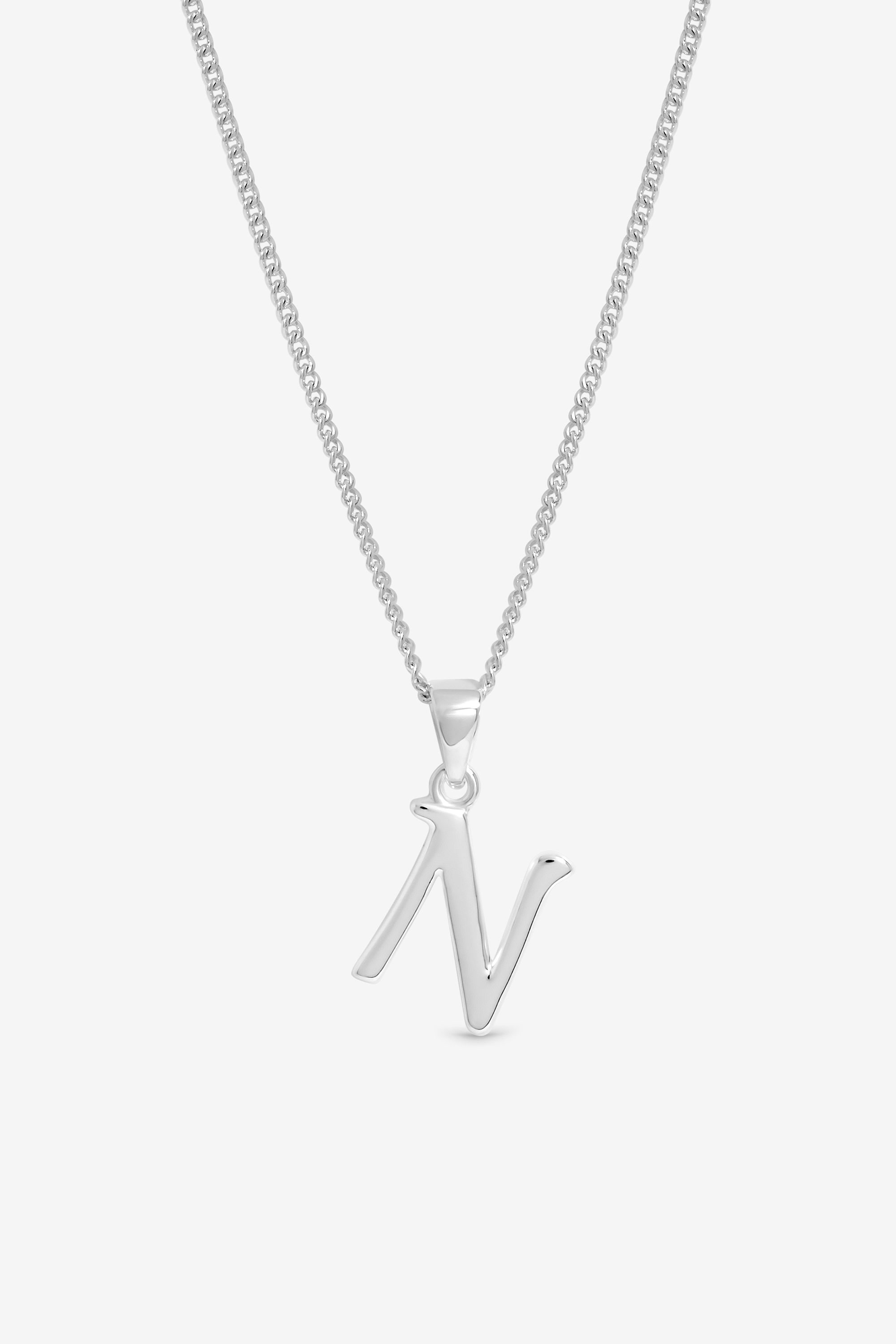 Simply Silver Sterling Silver 925 Initial Pendant - N image 1