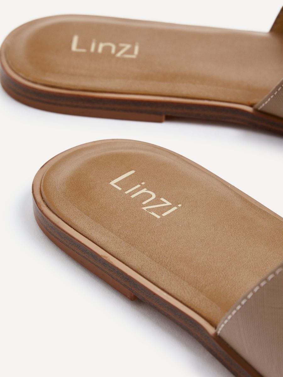 Linzi Petra Taupe Faux Leather Link Design Flat Sandal image 5