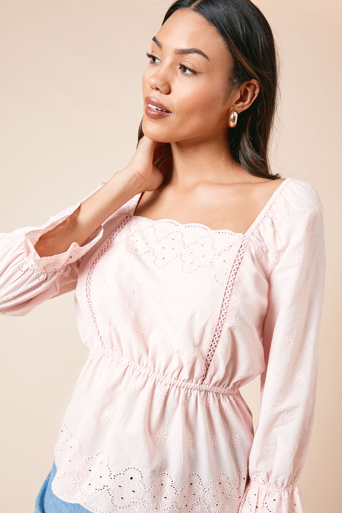 Dorothy Perkins Embroidered Long Sleeve Blouse Pink image 4