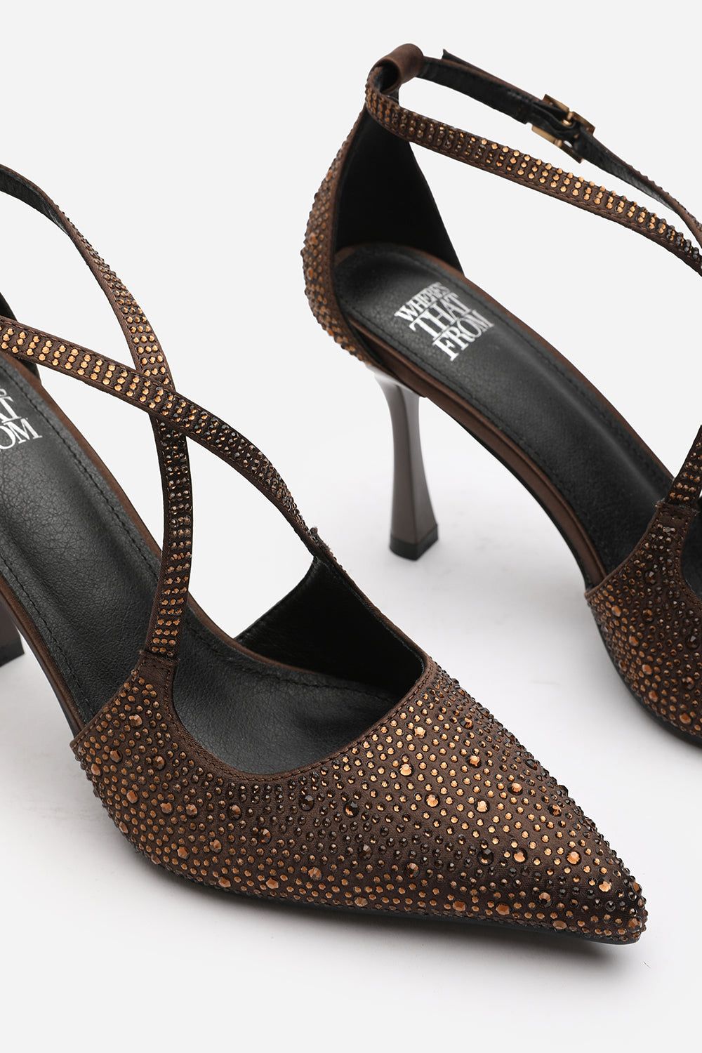 Where's That From 'Kennedy' Strappy Pointed Toe High Heels with Rhinestone Embellishments image 4