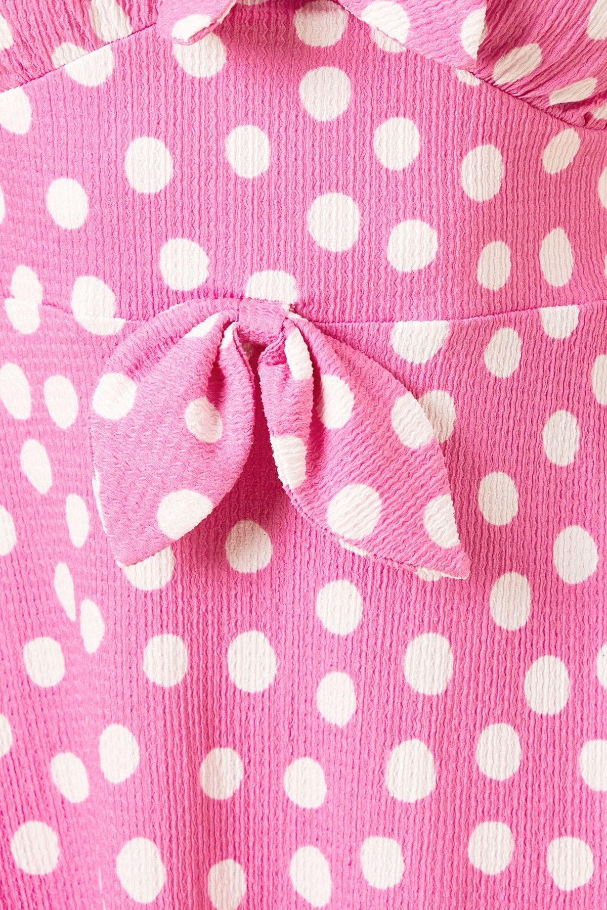 Dorothy Perkins Pink Spot Bow Front Puff Sleeve Jersey Mini Dress Pink image 5