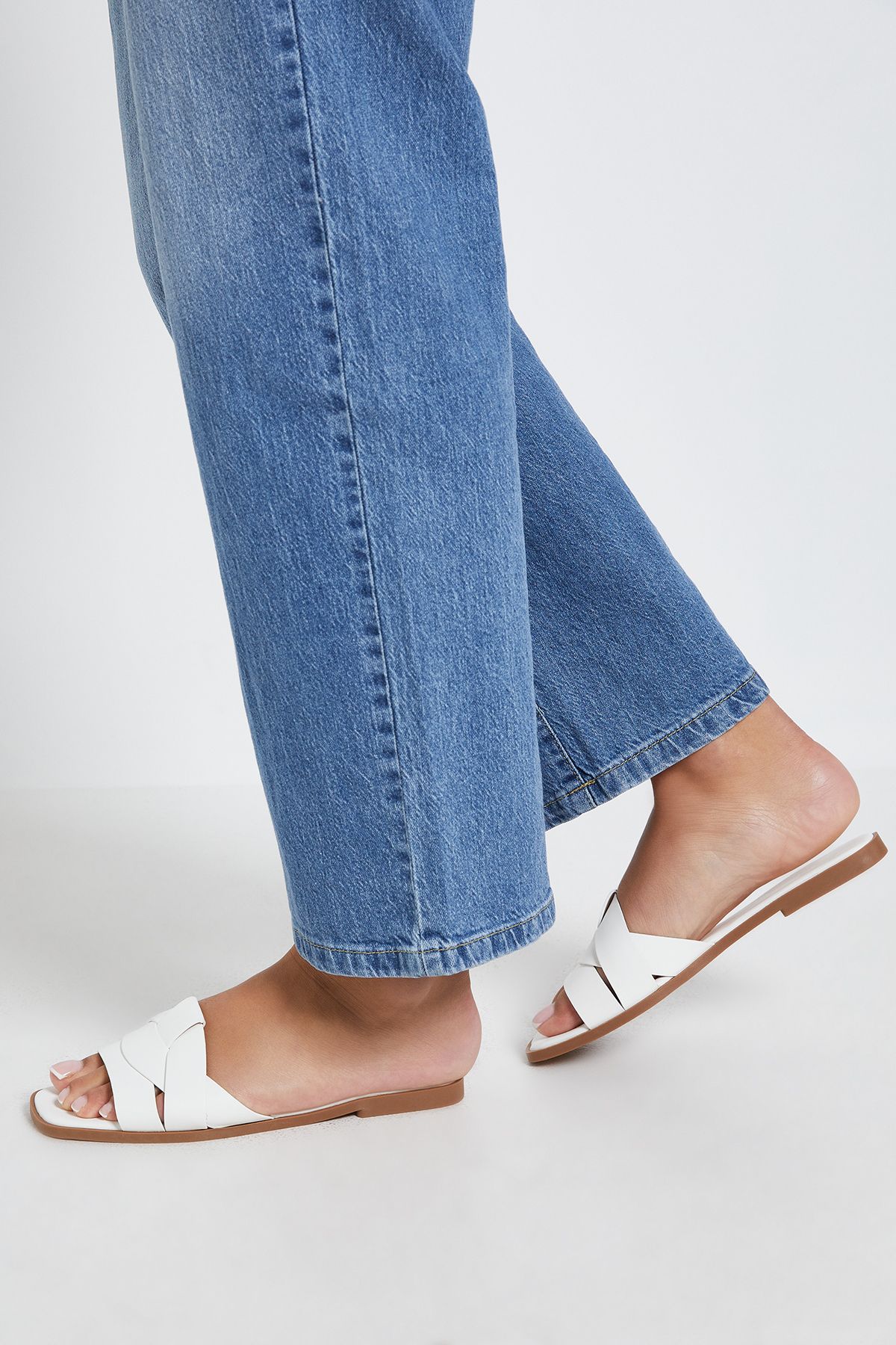 Dorothy Perkins Flossy Faux Leather Interwoven Flat Sliders White image 2