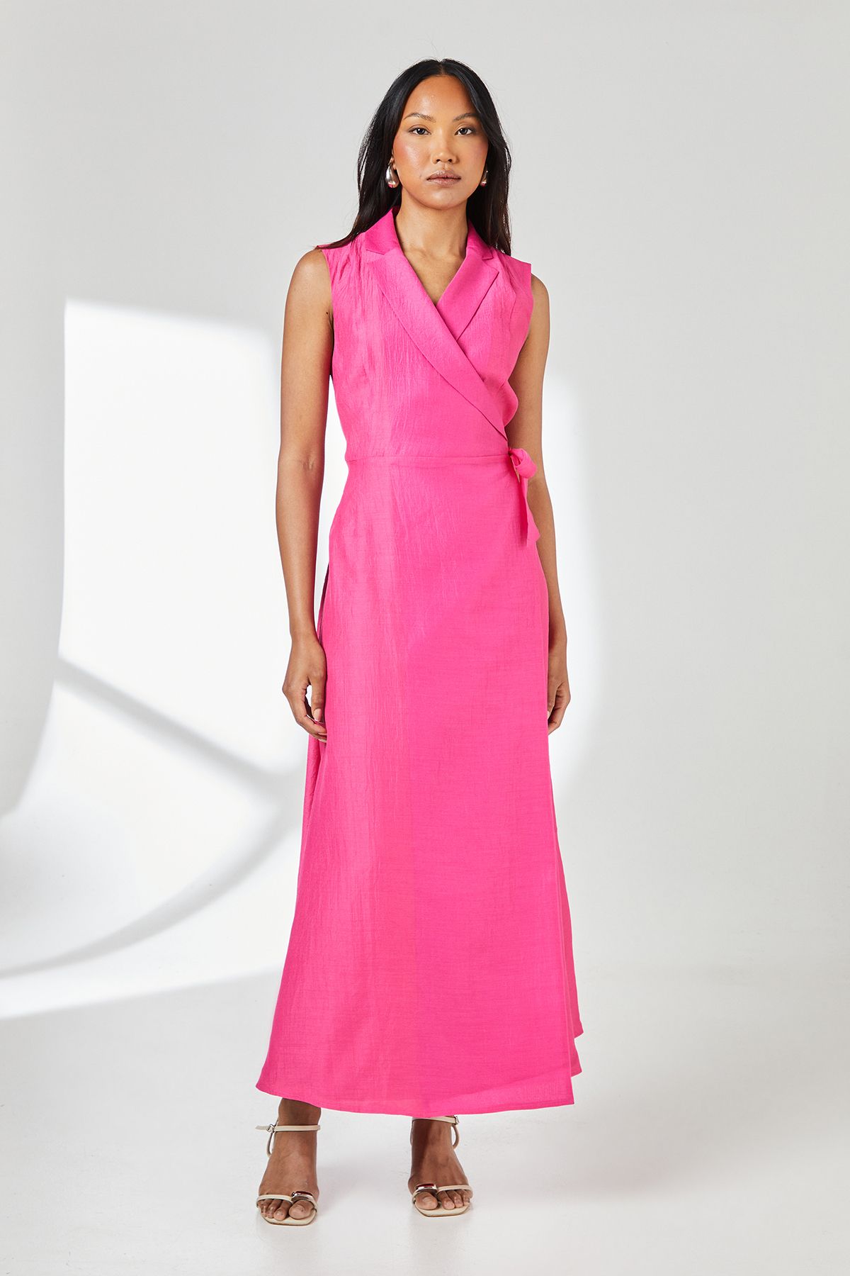 Principles Pink Sleeveless Organza Wrap Shirt Dress Pink image 4