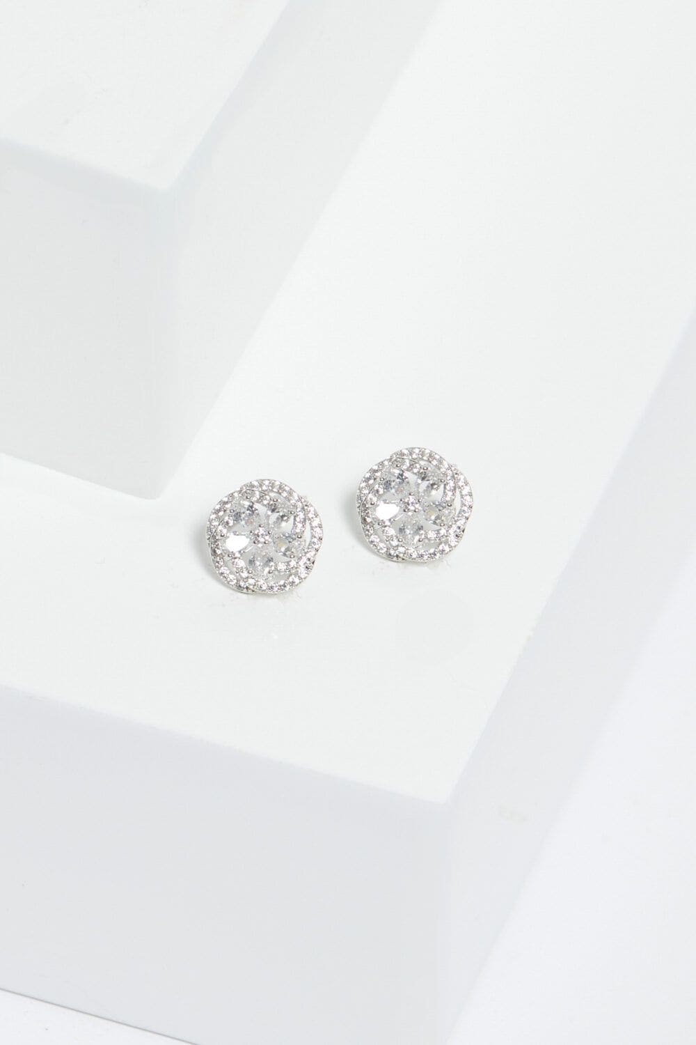 Jon Richard Rhodium Plated Cubic Zirconia Flower Stud Earrings image 3