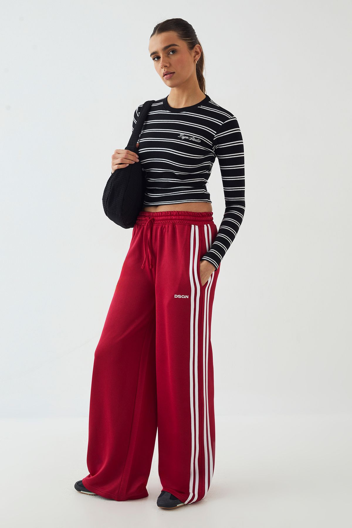DSGN Studio DSGN Studio Tricot Side Stripe Straight Leg Jogger Red image 1