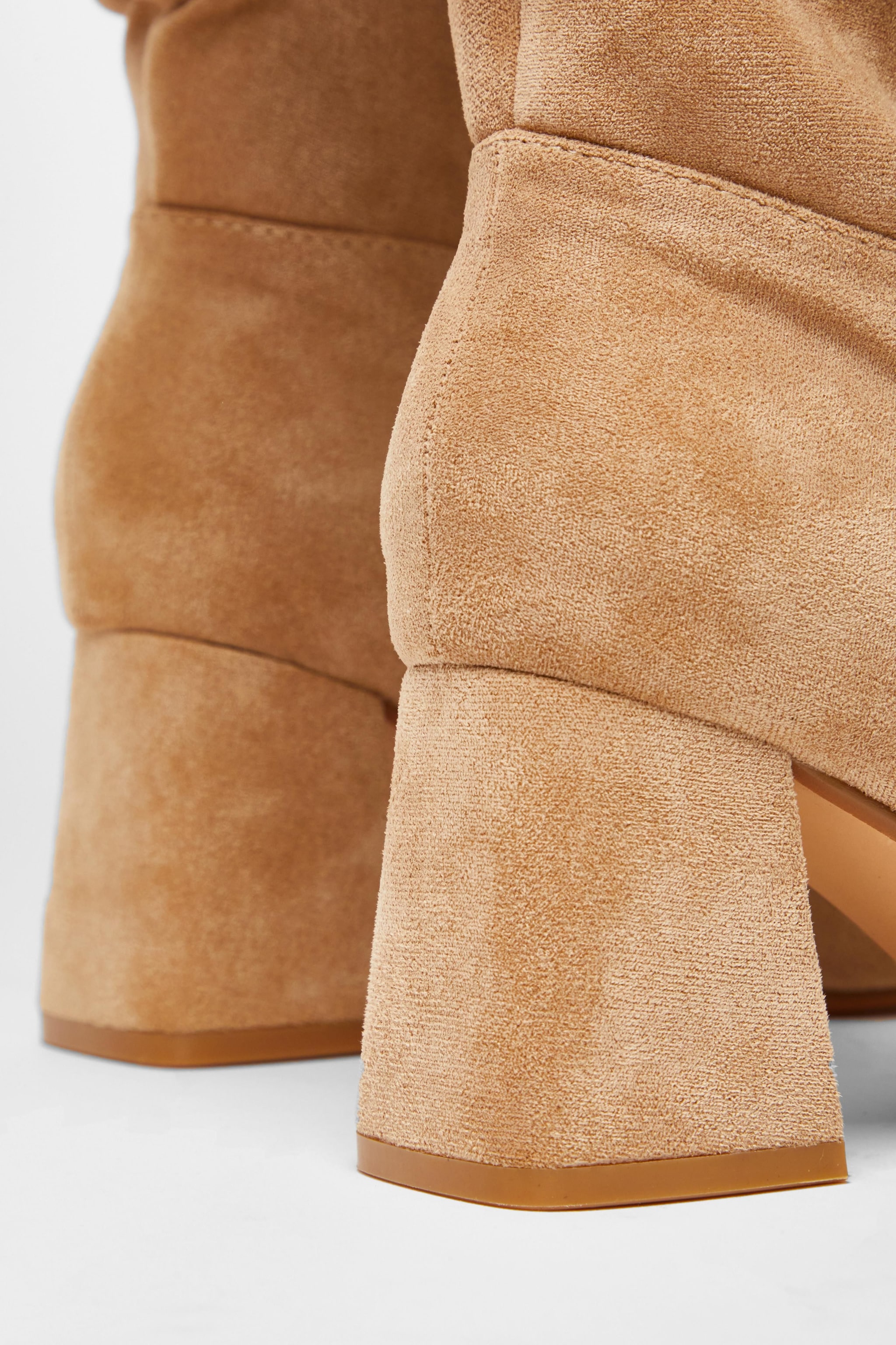 Quiz Taupe Wide Fit Faux Suede Heeled Boots image 4