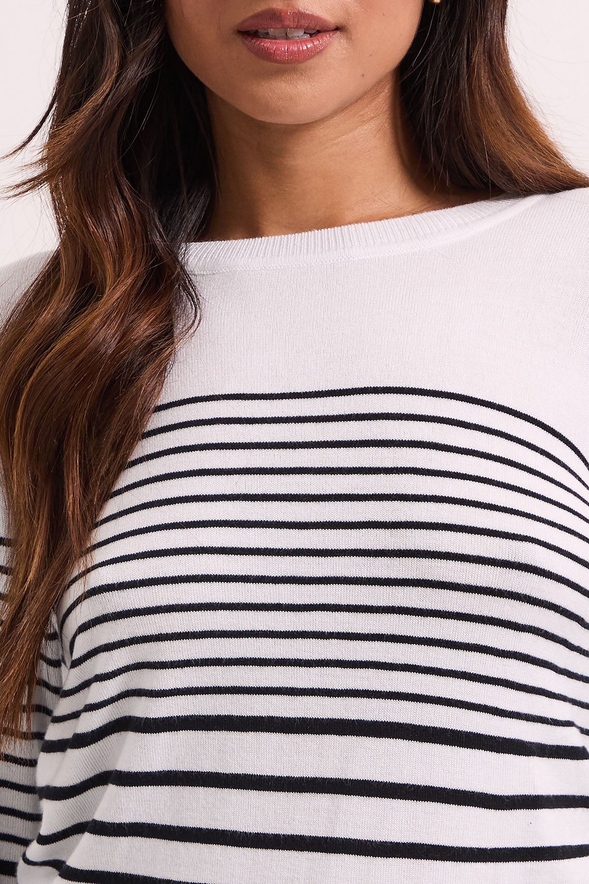 Dorothy Perkins Petite Stripe Crew Neck Button Cuff Jumper Stripe image 4