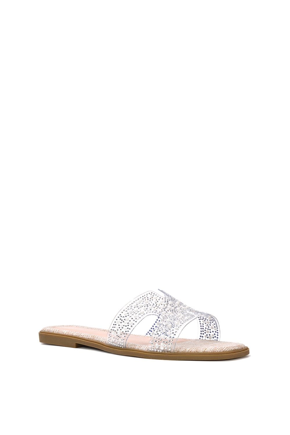 XY London 'Patsy' Square Toe Slip On Diamante Slider Sandal Shoes image 2