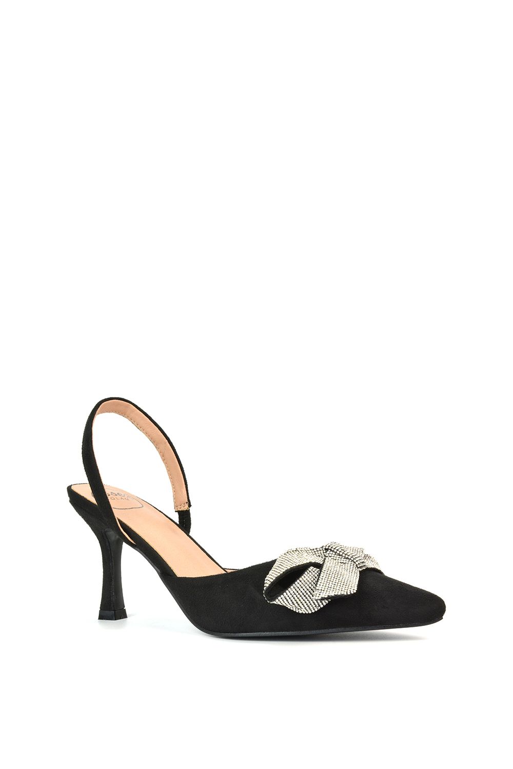 XY London 'Victoria' Diamante Bow Stiletto Slingback High Heel Shoes image 2