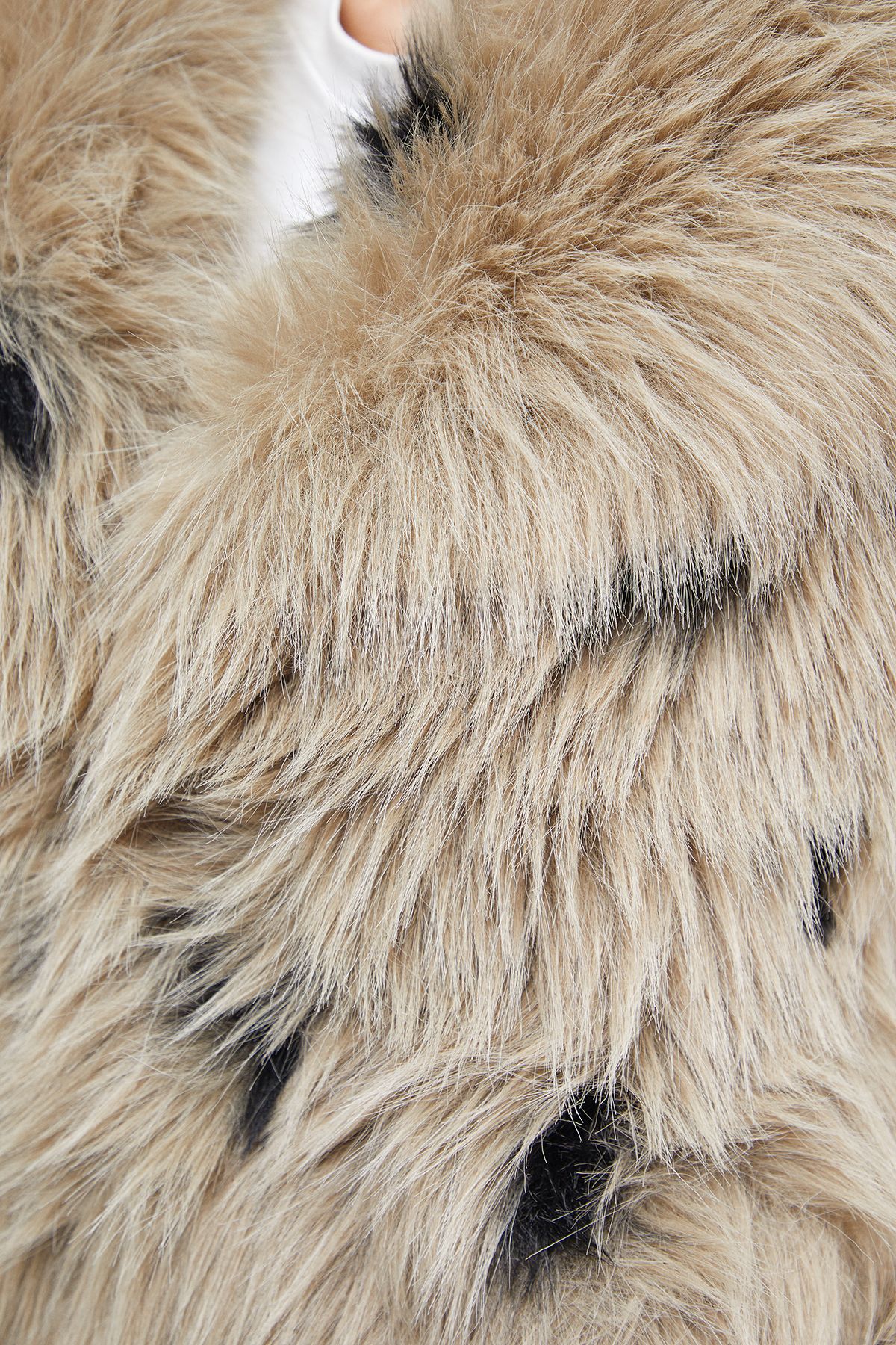 Warehouse Cropped Collared Faux Fur Coat Grey image 5