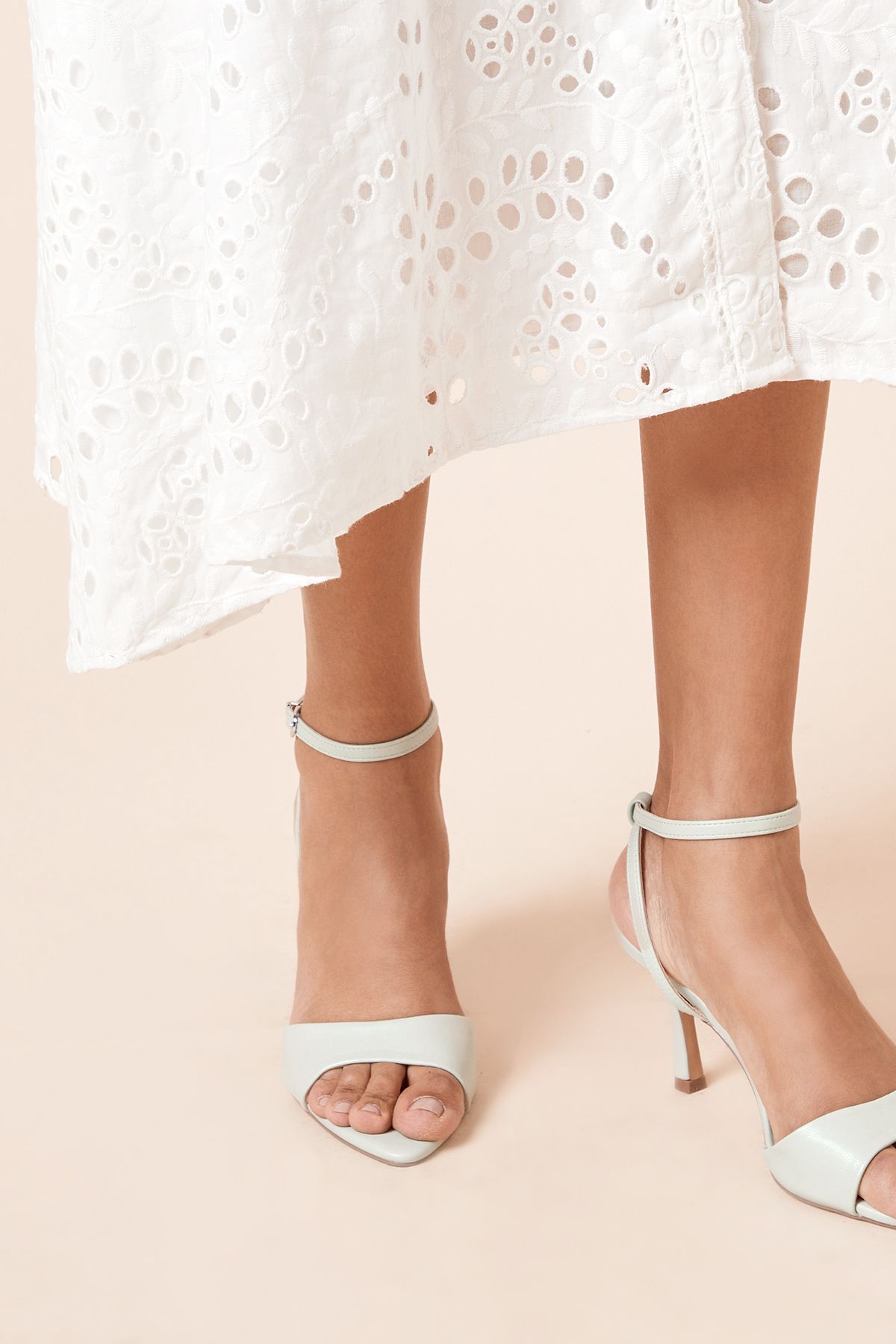 Dorothy Perkins Sancha Faux Leather Medium Heel Pointed Toe Sandals Pistachio image 3