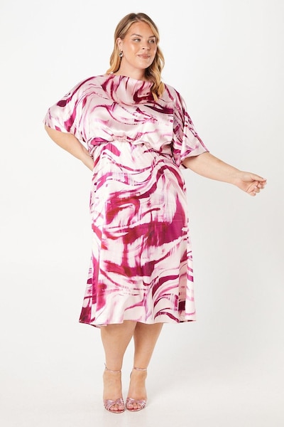 Coast Plus Kimono Sleeve Mini Dress With Tie Neck Blush