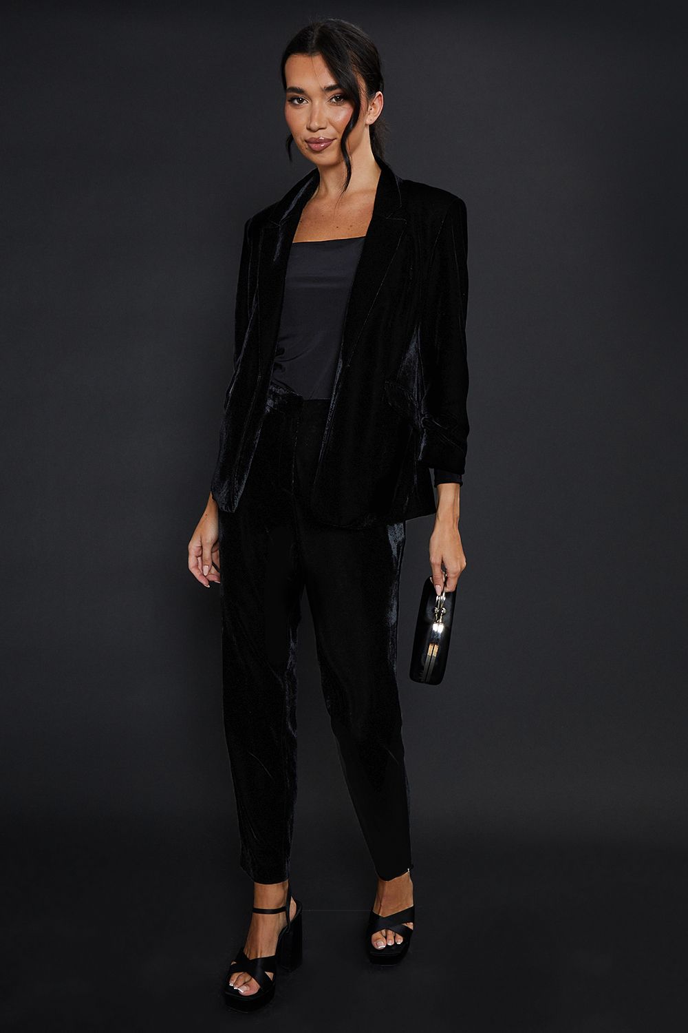 Dorothy Perkins Velvet Tailored Trouser Black image 4