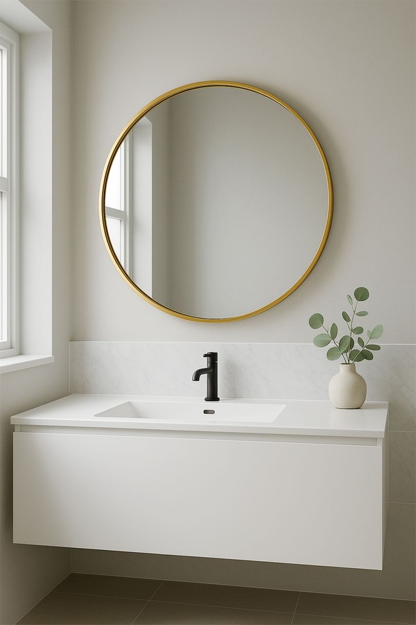 Living and Home 70cm Nordic Gold Round Wall Mirror Statement Piece