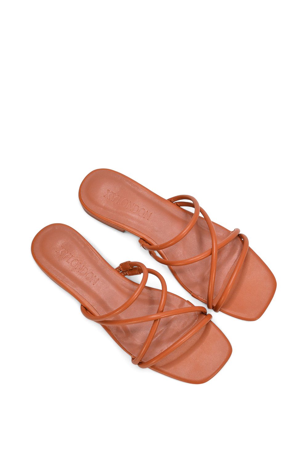 XY London 'Suzzie' Strappy Flat Slip On Square Toe Slider Mule Sandals image 5