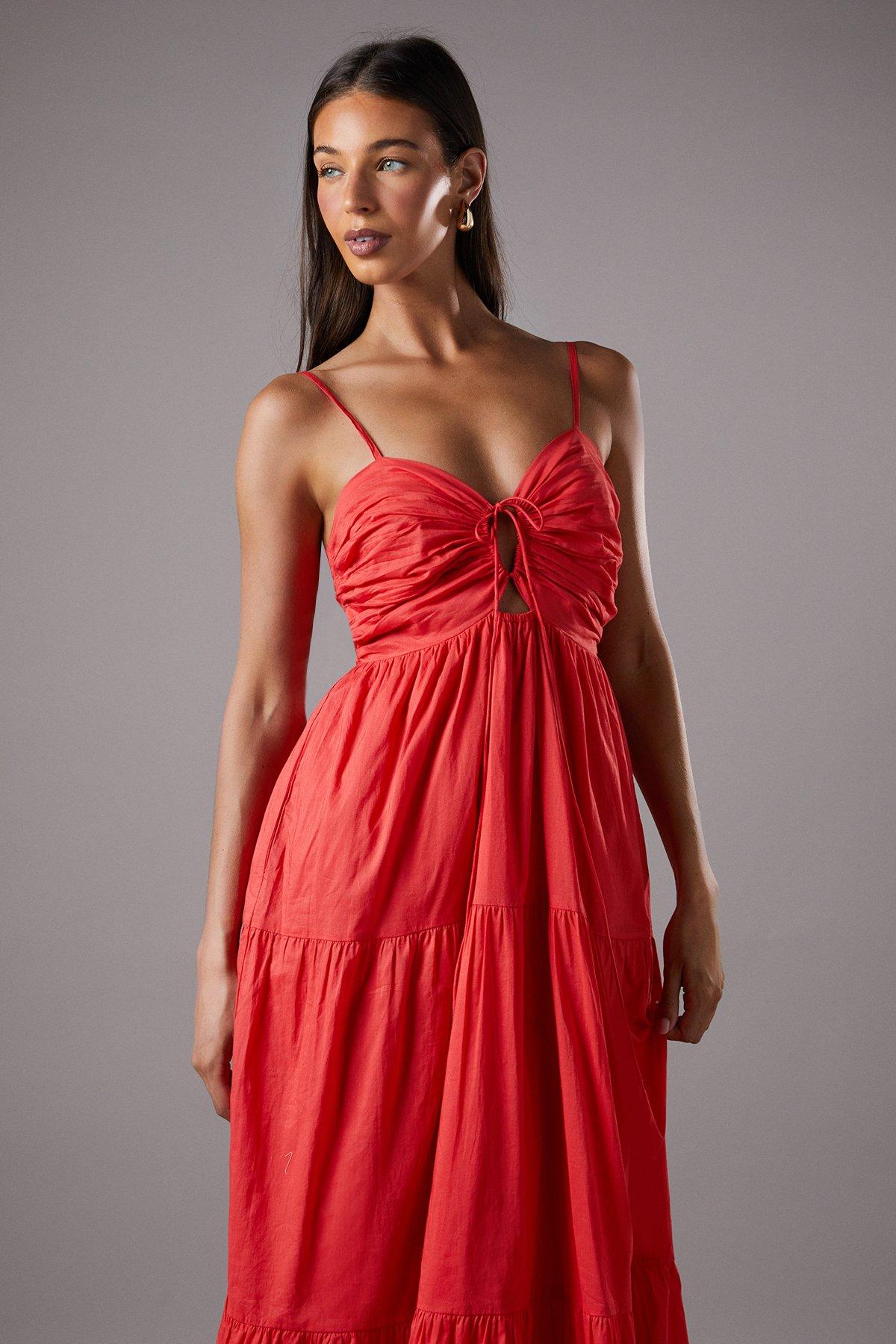 Coast Double Strap Cut Out Maxi Dress Red image 2