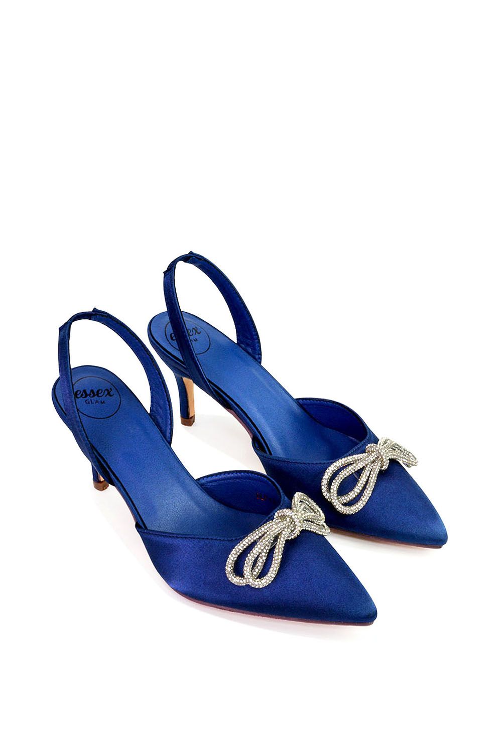 XY London 'Marinah' Slingback Diamante Bow Low Heel Court Shoes image 5