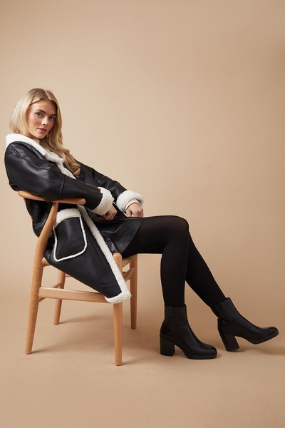 Oasis Mara Block Heel Platform Ankle Boots Black