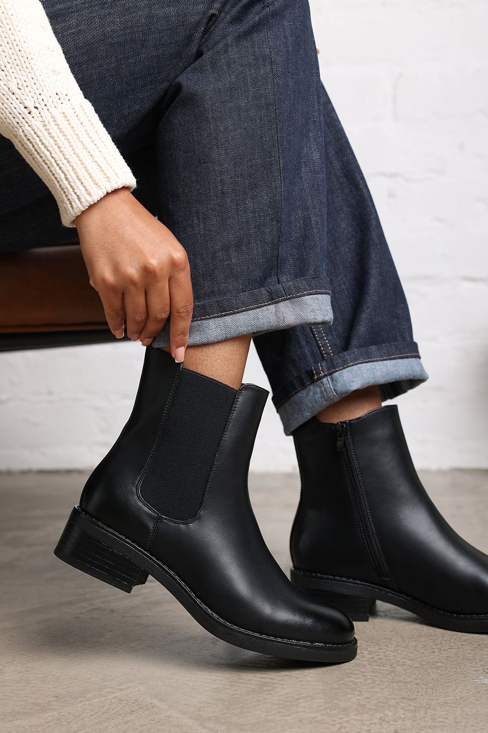 Where's That From 'Miriam' Block Heel Chelsea Zip Ankle Boots In Faux Leather image 1