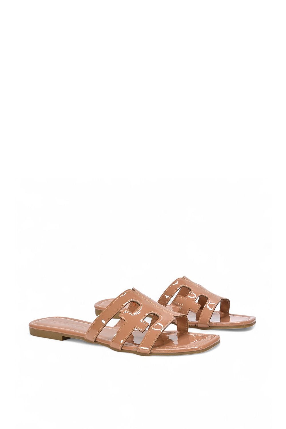 XY London 'Ellie' Square Toe Cut Out Strap Flat Sandal Slides image 3