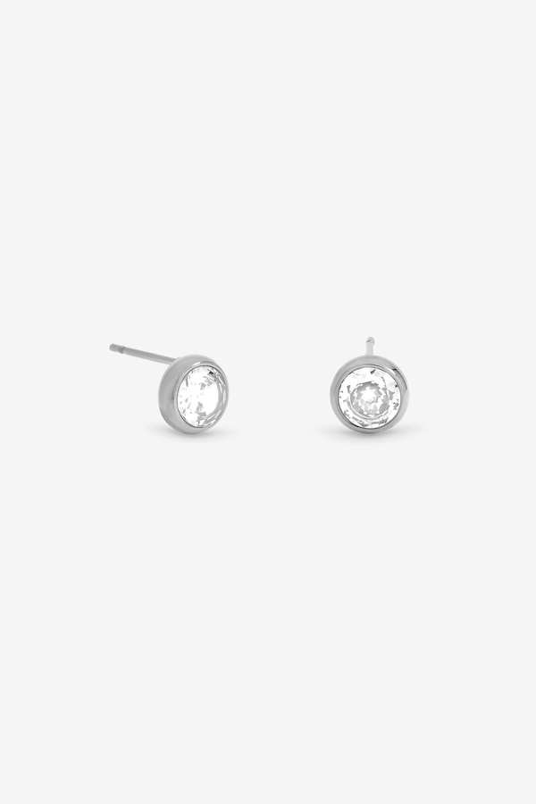 Jon Richard Sterling Silver Plated Waterproof Bezel Stud Earrings