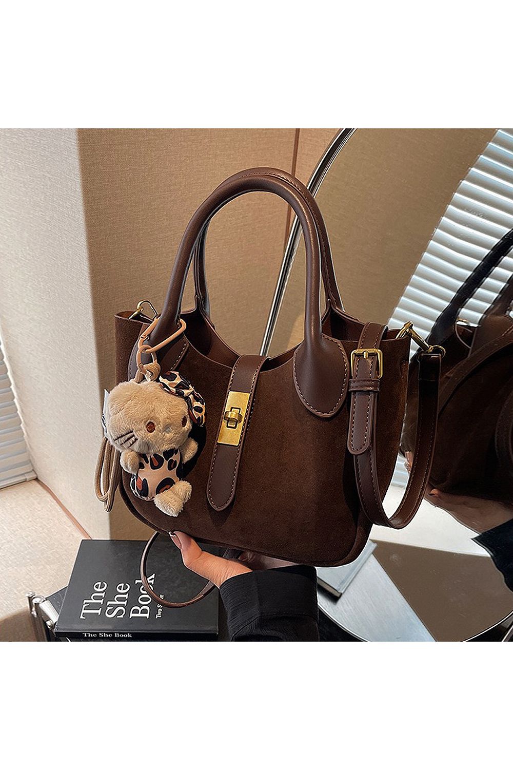 XY London 'Elisie' Mini Tote Crossbody Handbag with Plush Charm image 4