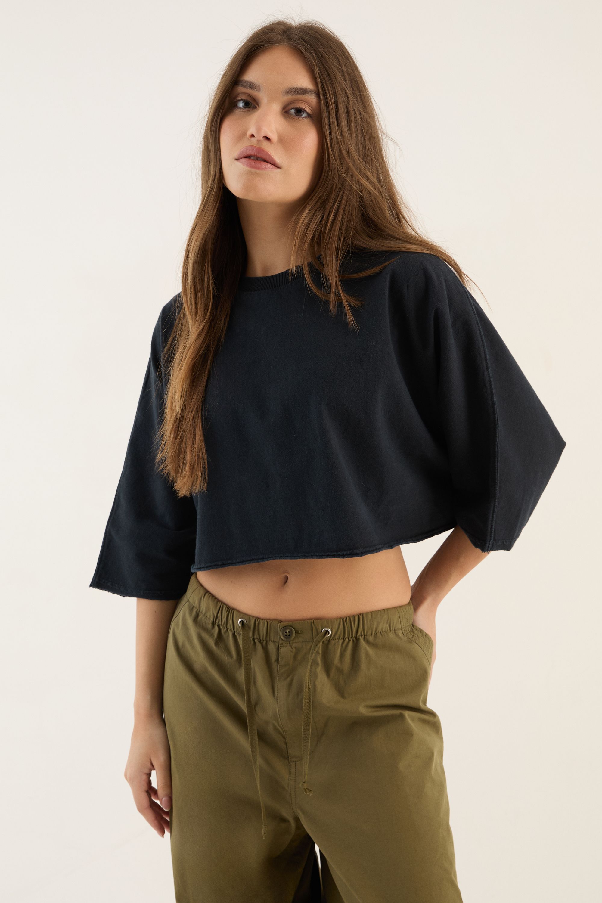 DSGN Studio DSGN Studio Heavyweight Washed Oversized Short Sleeve Crop T-Shirt Washed Black