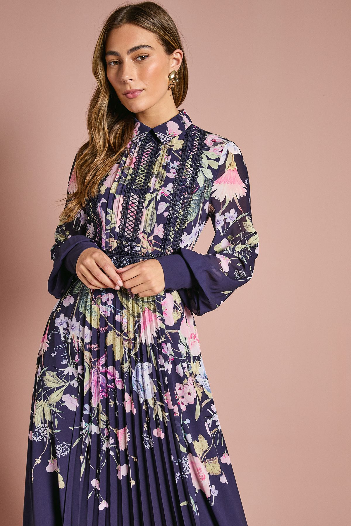 Coast Placement Print Collared Shirt Dress Navy image 2