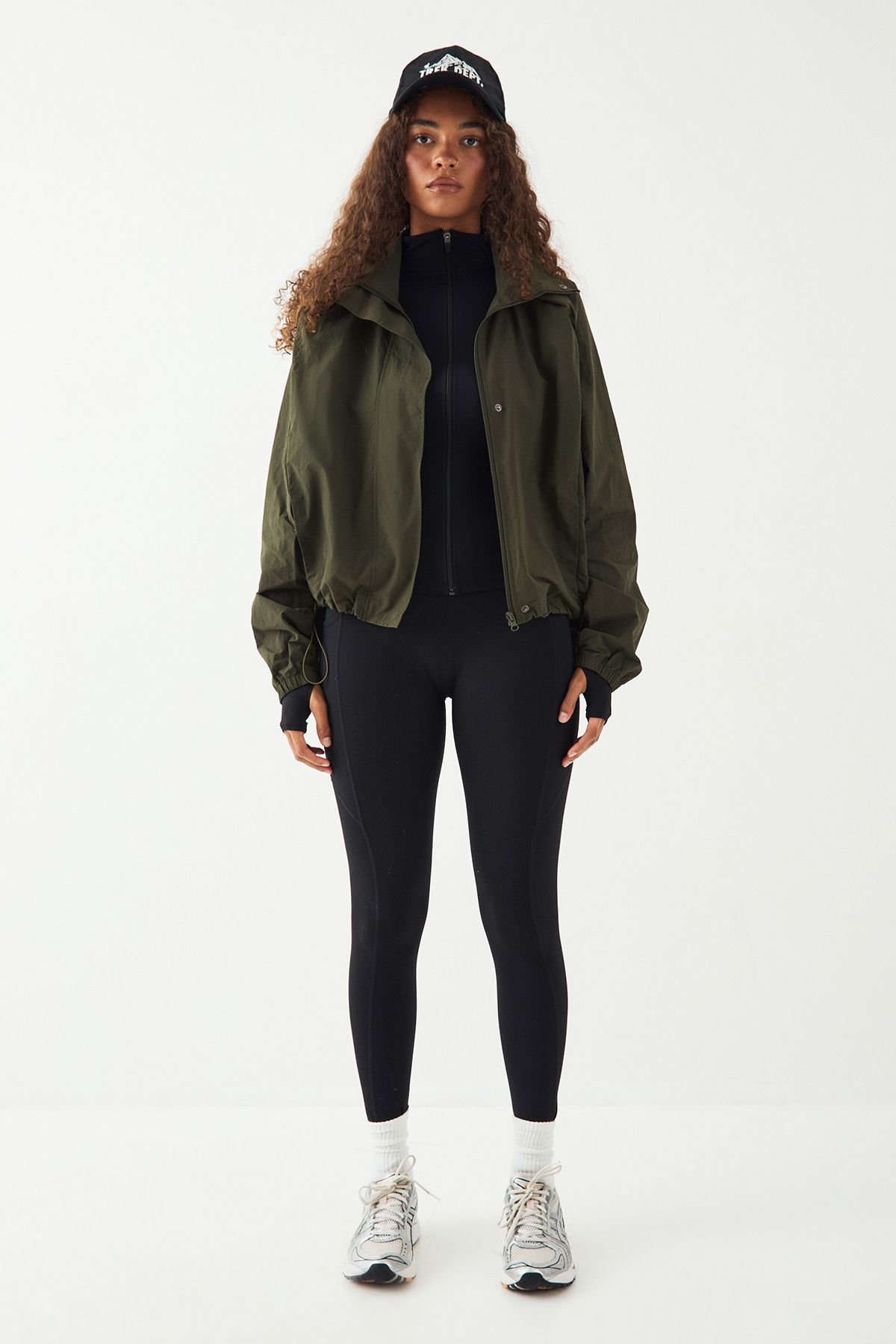 DSGN Studio DSGN Studio Sport Nylon Boxy Zip Through Funnel Neck Jacket Green image 5