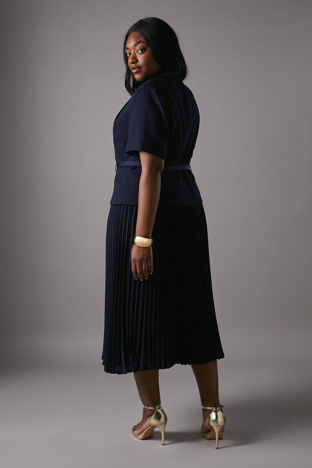 Coast Plus 2 In 1 Wrap Dress With Pleated Skirt Navy image 4