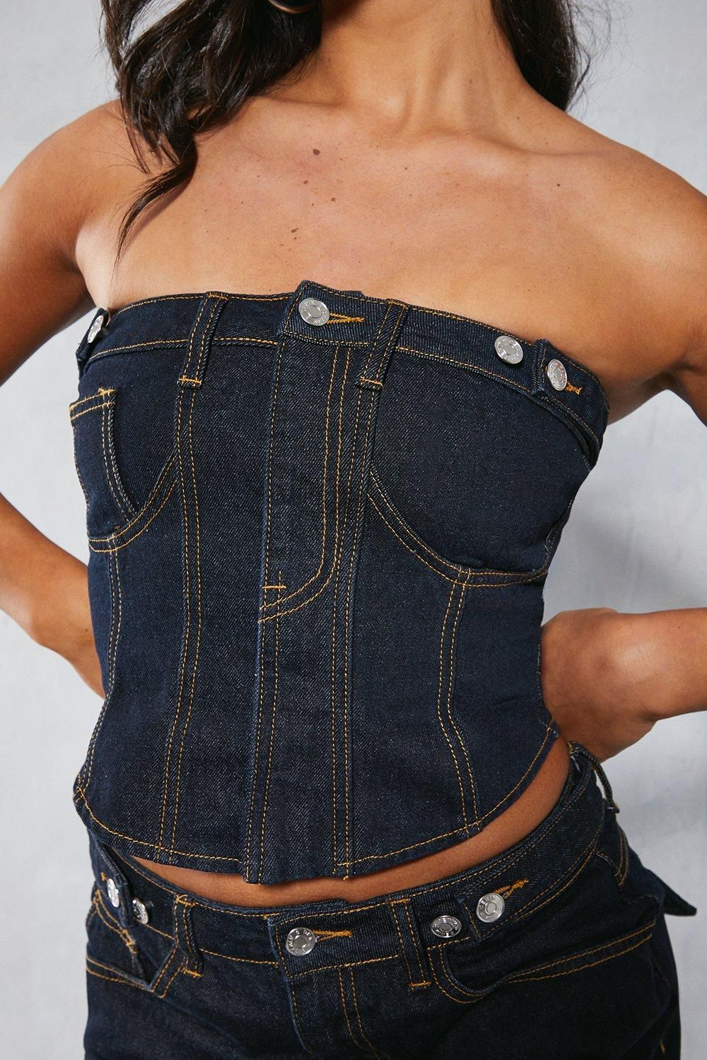 MissPap Denim Utility Corset Top Dark Indigo image 1