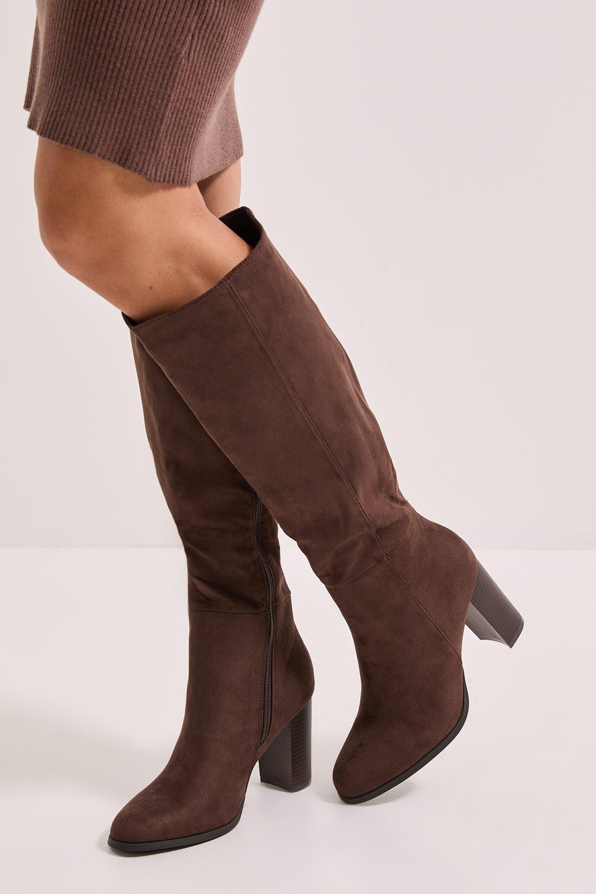 Dorothy Perkins Brown Kit High Block Heel Knee High Boots PLT