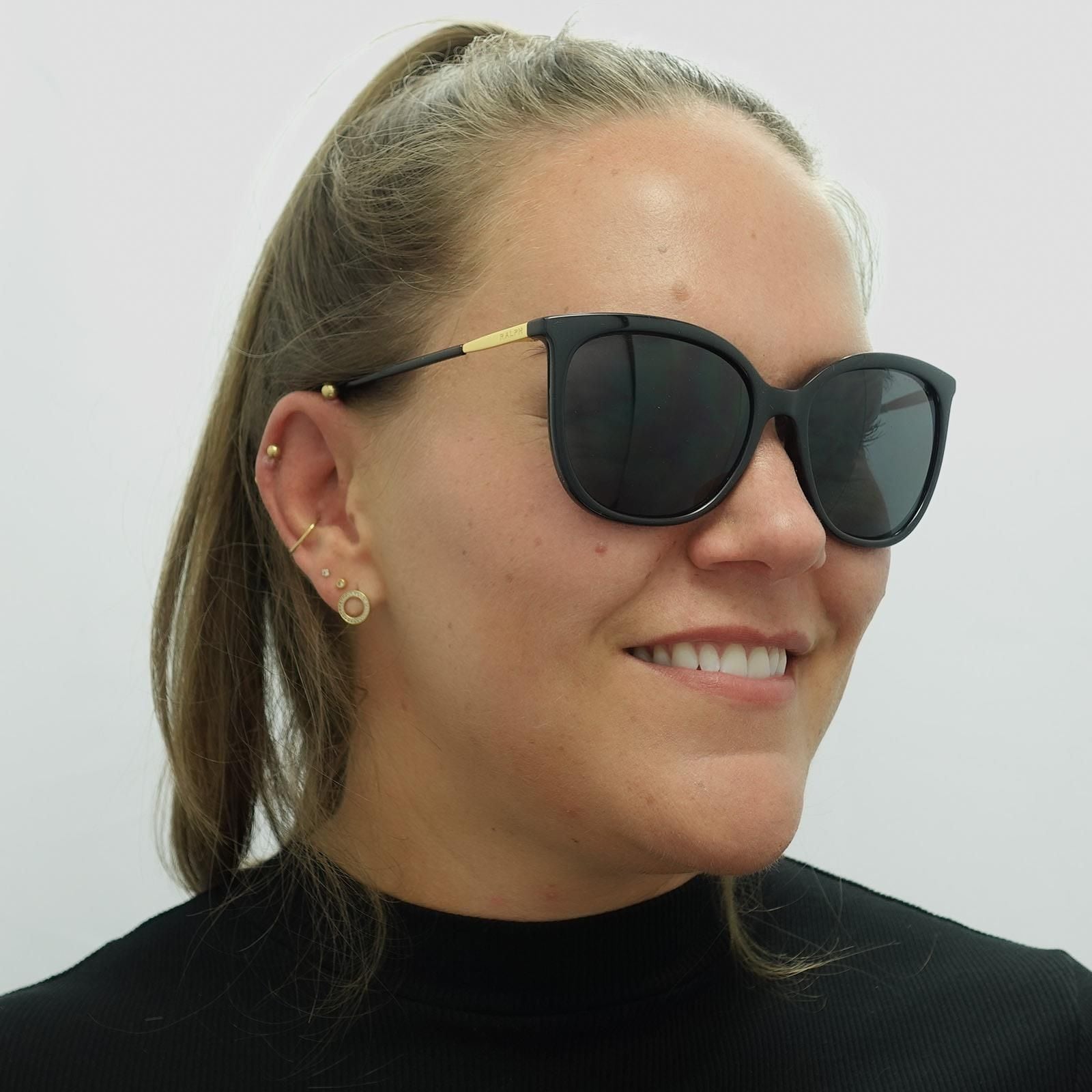 Ralph by Ralph Lauren Butterfly Shiny Black Dark Grey Polarized RA5248 Sunglasses image 5