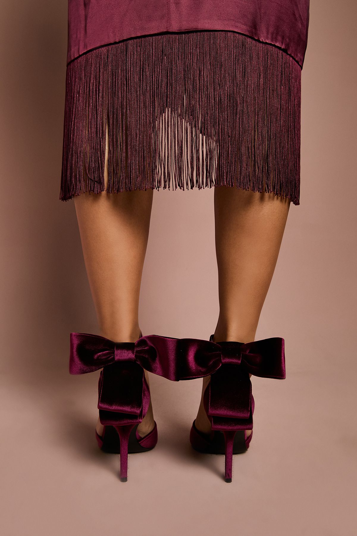 Coast Kittie Velvet Back Bow Pointed High Stiletto Heel Court Shoes Dark Red image 4