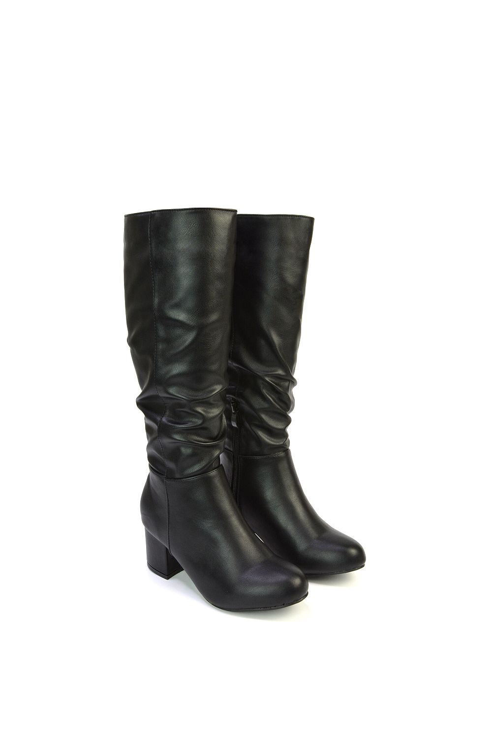 XY London 'Jackie' Ruched Mid Block High Heel Knee High Boots image 3