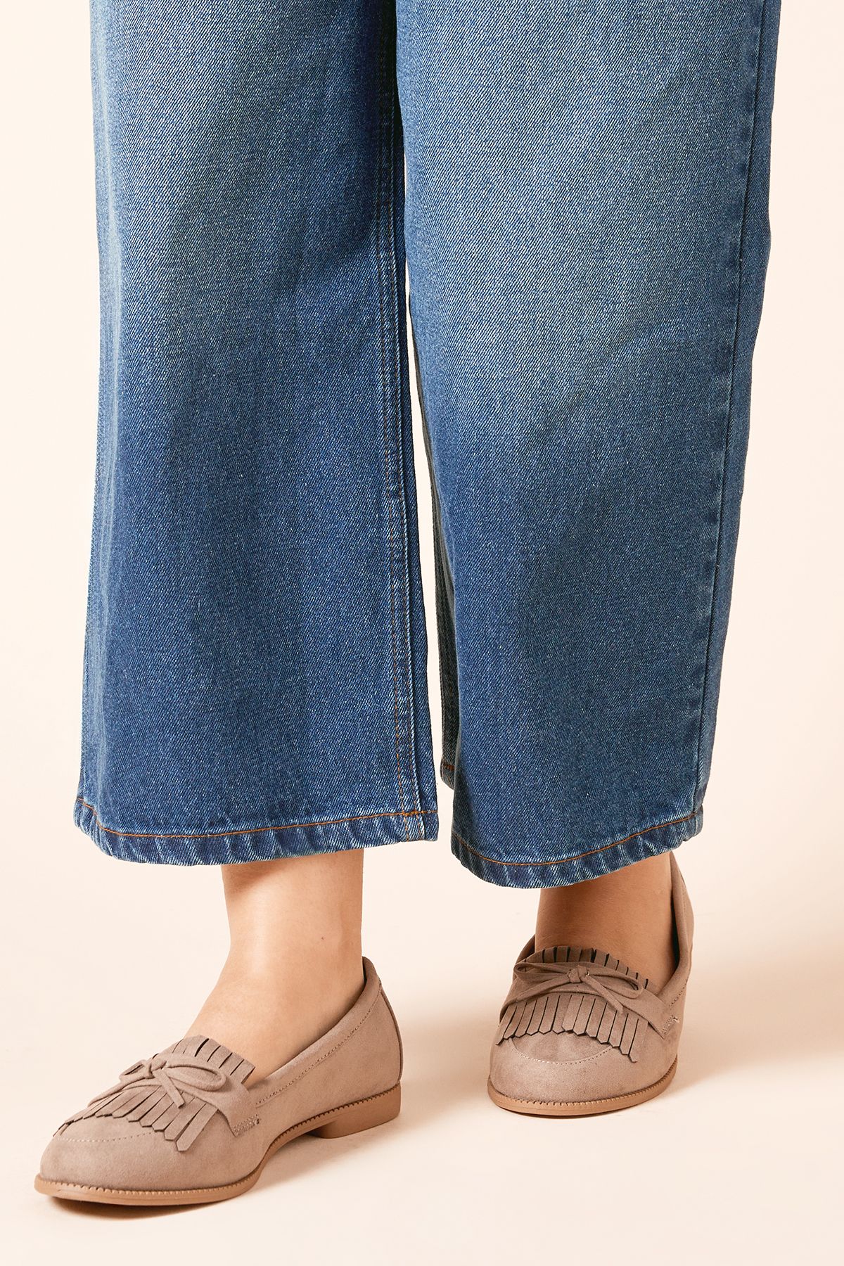 Dorothy Perkins Wide Fit Loretta Tassel Loafers Taupe image 2