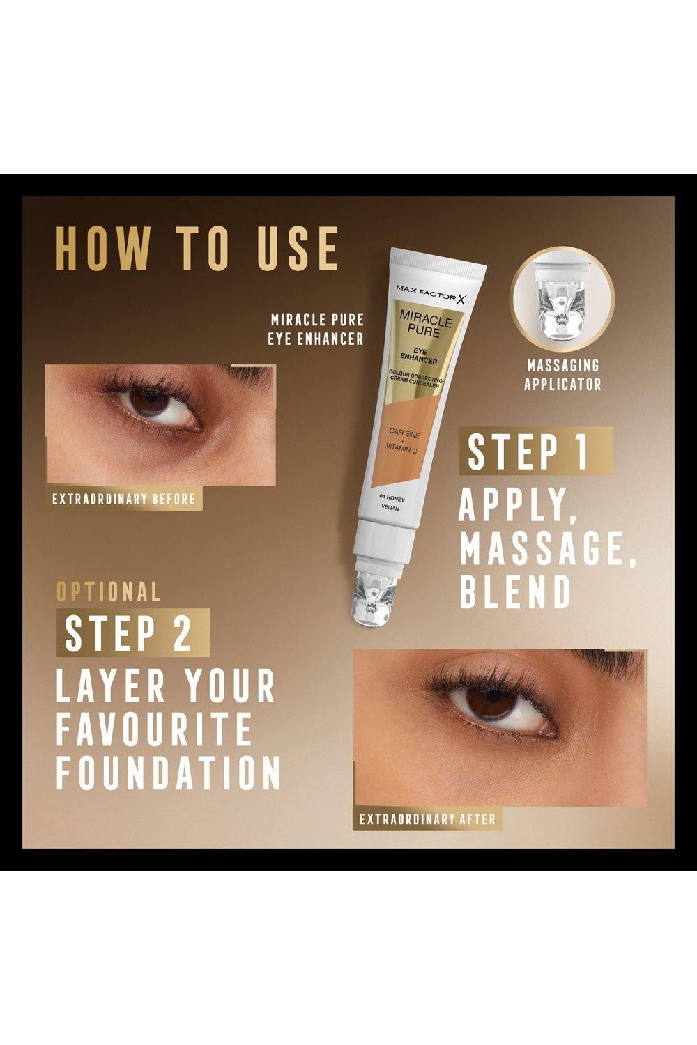 Max Factor Miracle Pure Colour Correcting & Anti-Fatigue Eye Enhancer Cream Concealer Rose image 4