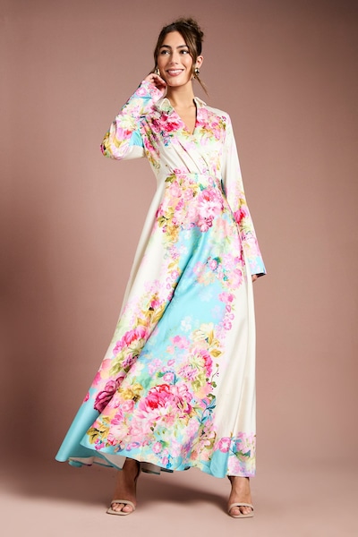 Coast Placement Print Wrap Front Gown Multi