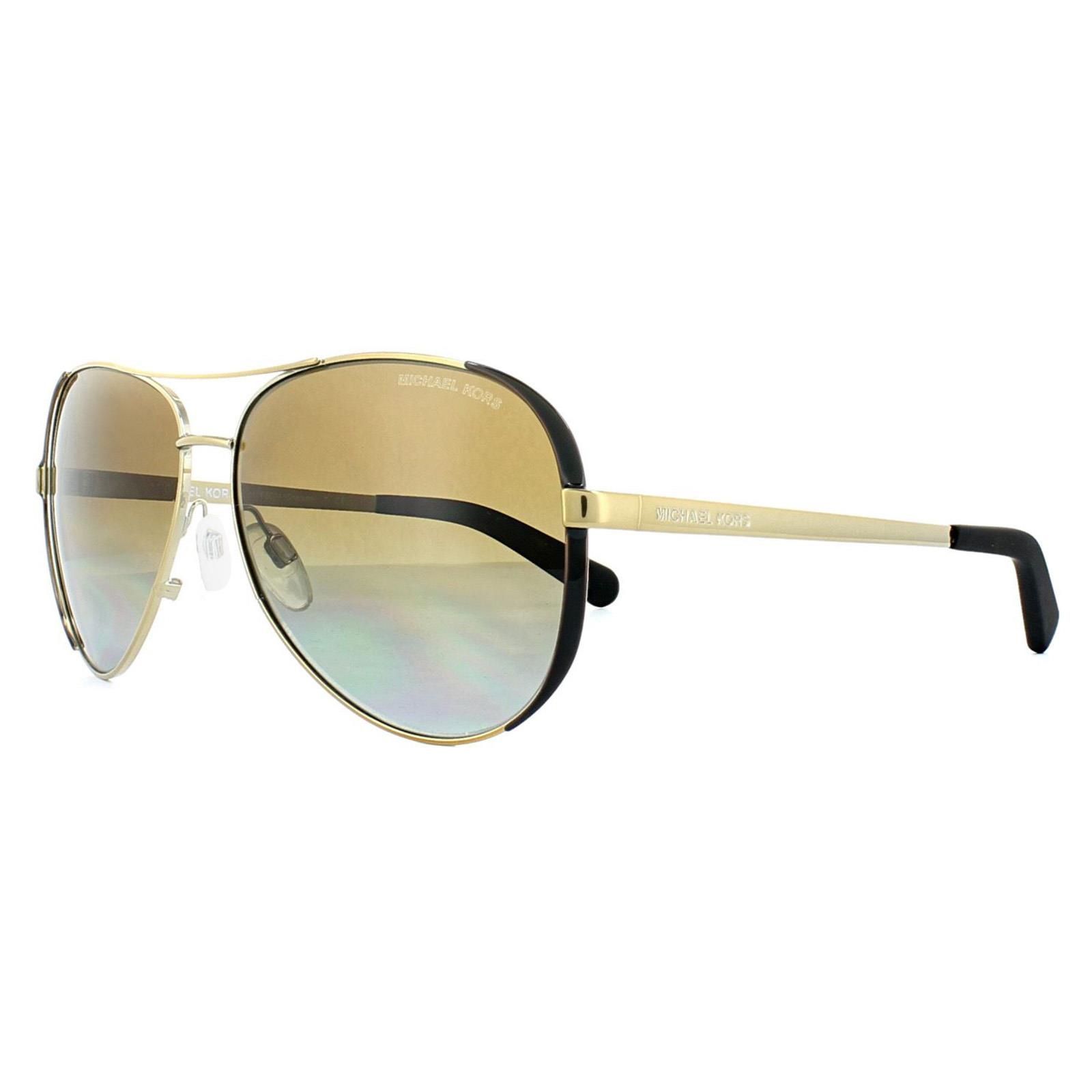 Michael Kors Aviator Gold Dark Chocolate Brown Gradient Polarized Sunglasses image 2