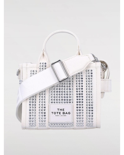 Marc Jacobs Mini Tote Bag Crystal Embellishts Wo - White Clutch Bags