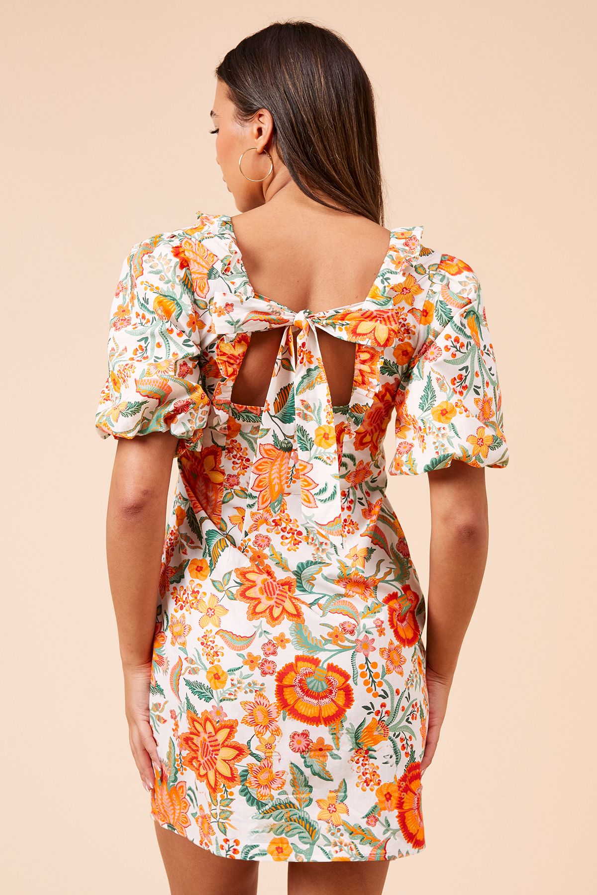 Dorothy Perkins Floral Frill Front Tie Back Mini Dress Floral image 3