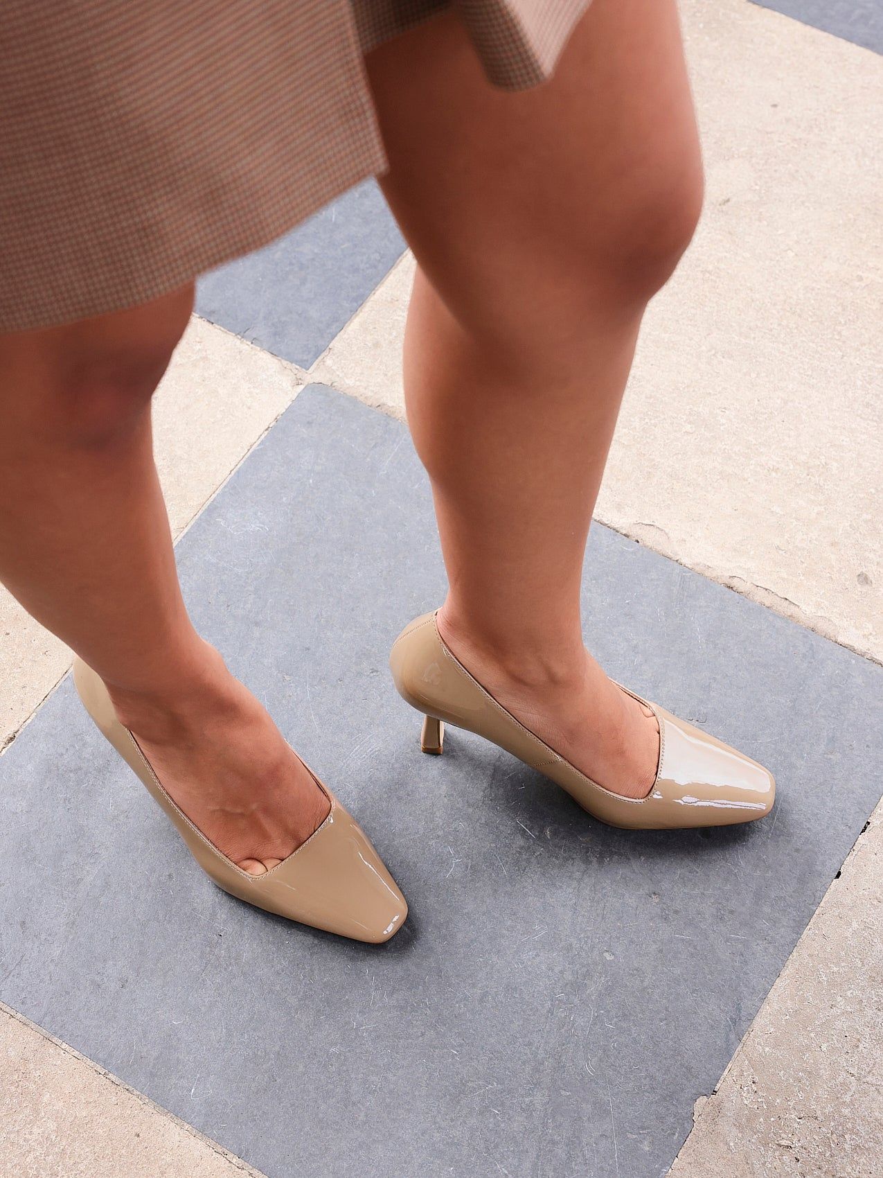 Linzi Colette Mocha Patent Squared Toe Stiletto Court Heel image 6