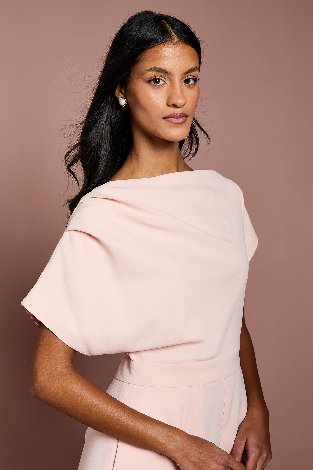 Coast Petite Pleat Off The Shoulder Jumpsuit Blush image 4
