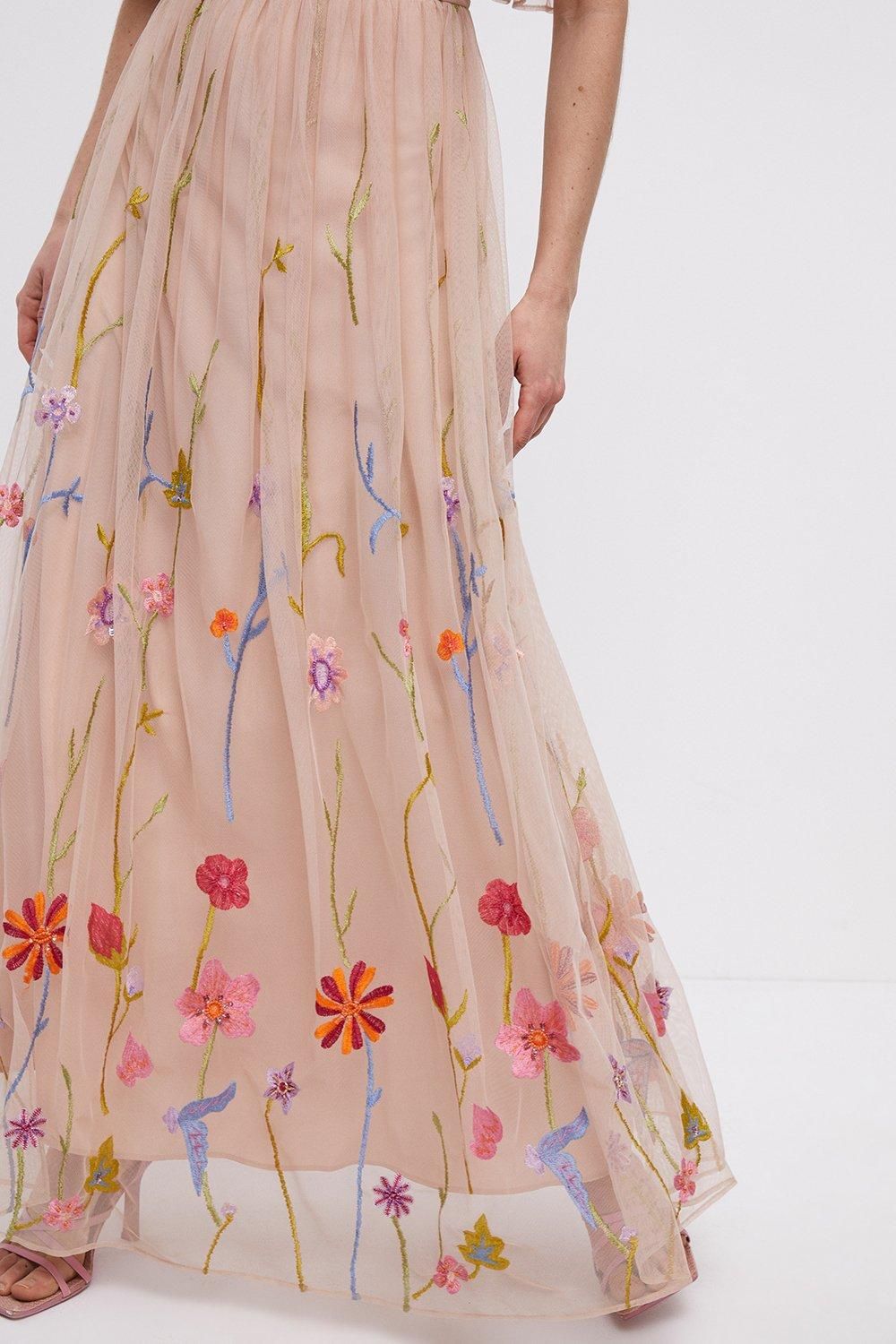 Coast Meadow Embroidered Flute Sleeve Maxi Dress Dusty Rose image 3