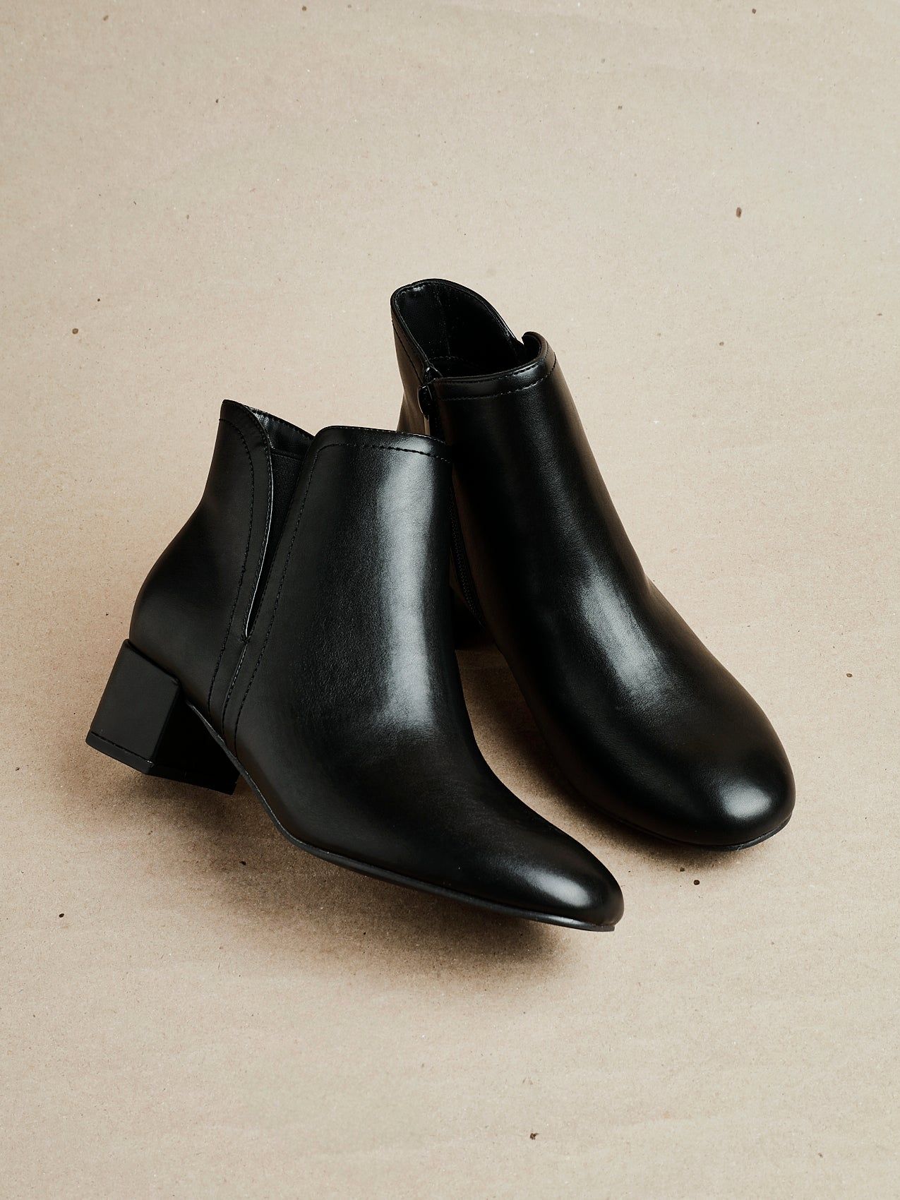 Linzi Manor Black Faux Leather Block Heeled Ankle Boot image 2