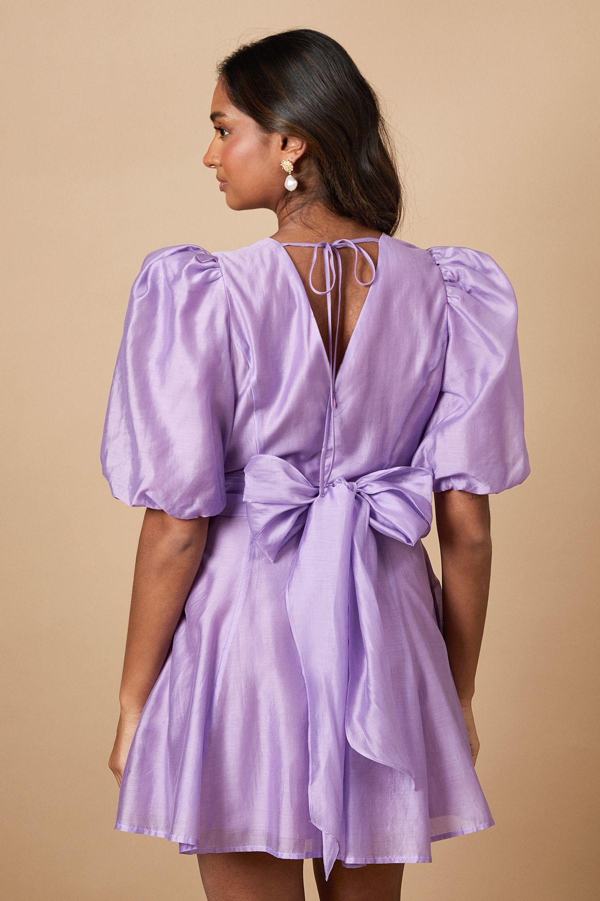 Oasis Puff Sleeve Mini Dress Purple image 3