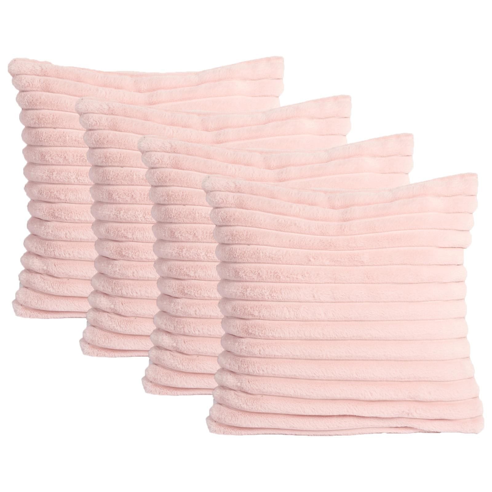 OHS 2 x Faux Fur Thick Rib Filled Cushion Covers image 1