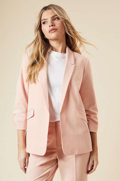 Dorothy Perkins Ruched Sleeve Blazer Blush