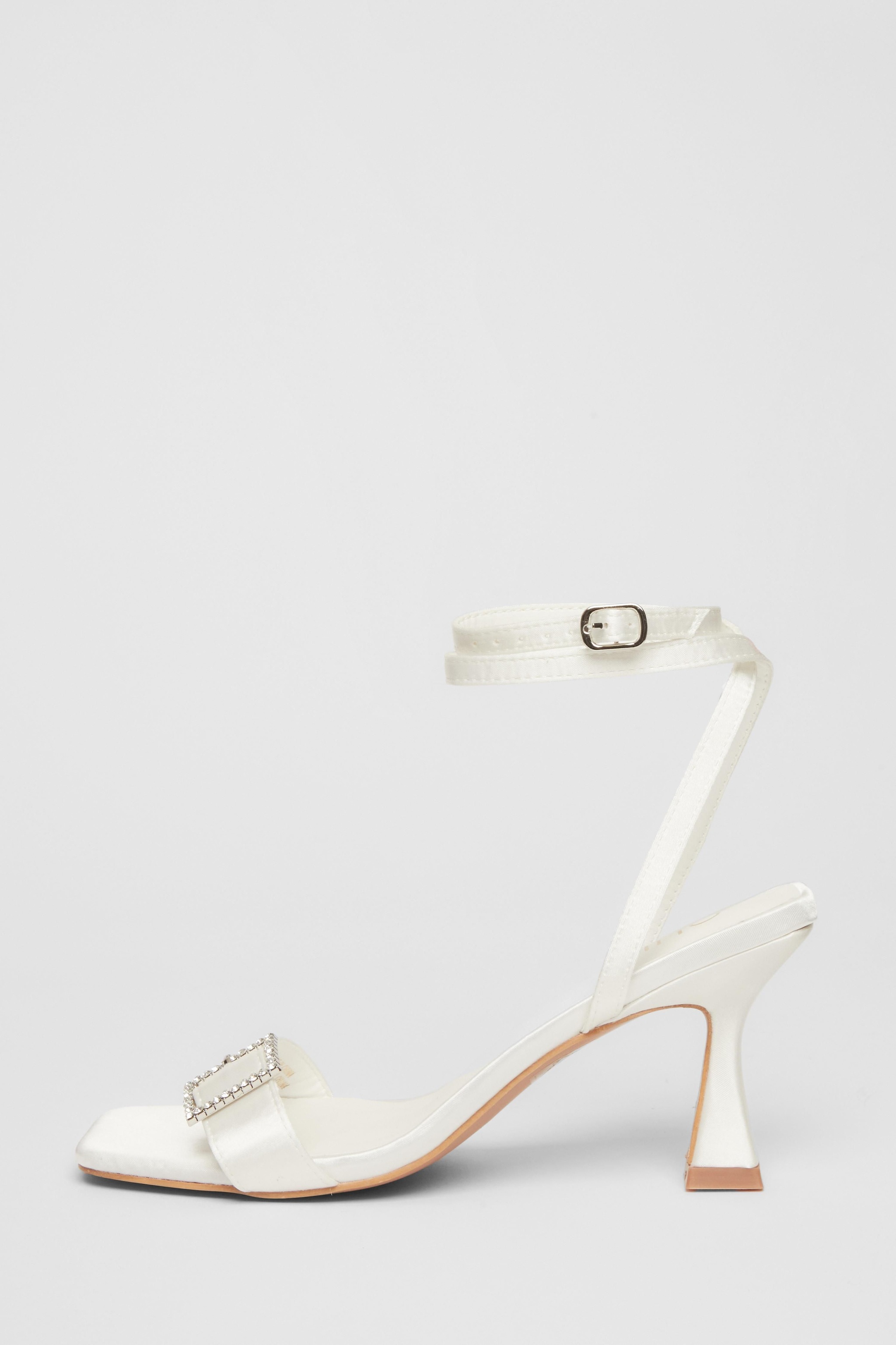 Quiz White Buckle Front Heels image 3