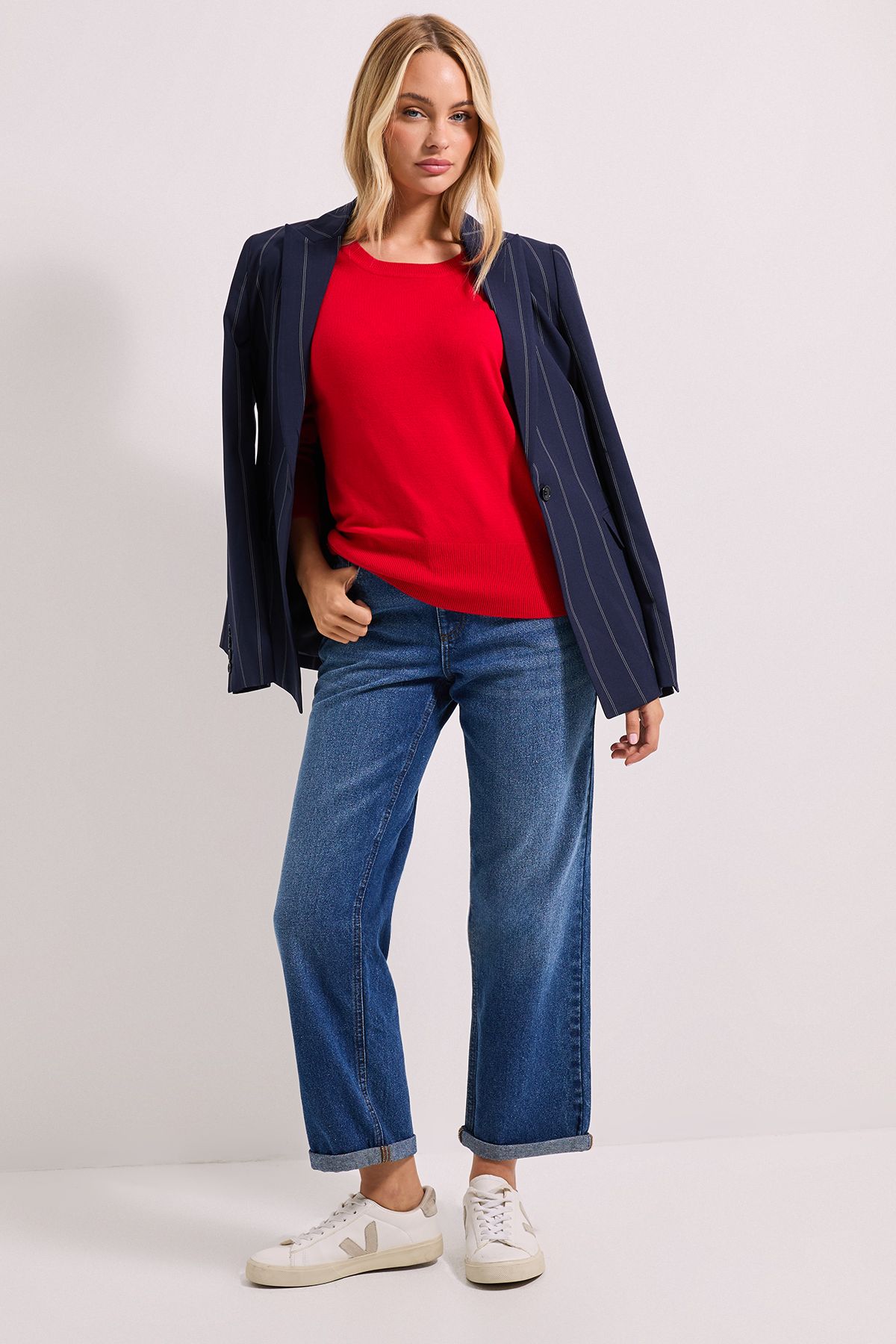 Dorothy Perkins Red Crew Neck Button Cuff Jumper Red image 2